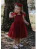 Crimson Cotton Sparkle Tulle Flower Girl Dress Christmas Dress